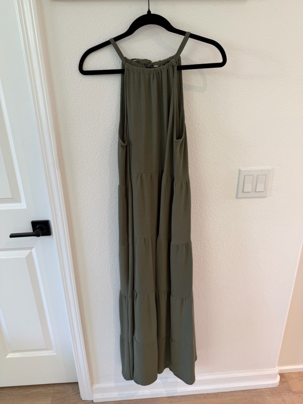 MSK Olive Green Tiered Maxi Dress
